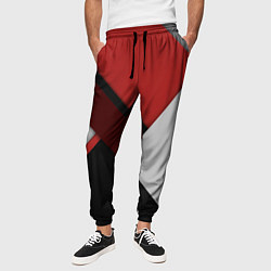 Брюки на резинке мужские Color black red grey, цвет: 3D-принт — фото 2