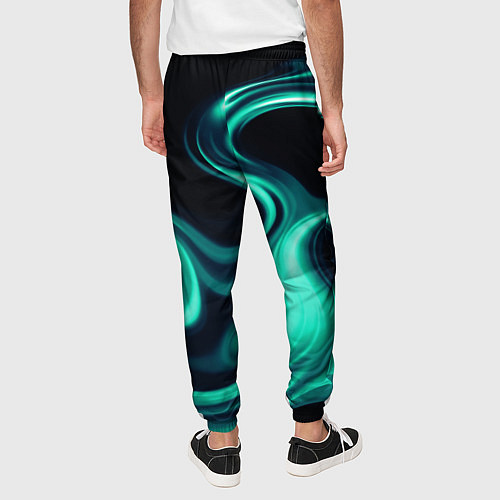 Мужские брюки Color turquoise black / 3D-принт – фото 4
