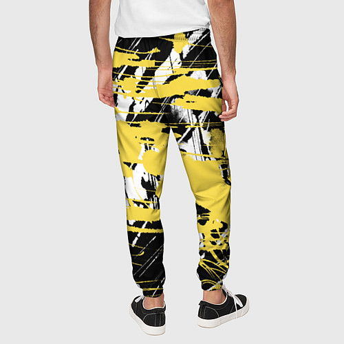 Мужские брюки Желтая краска на черном / 3D-принт – фото 4