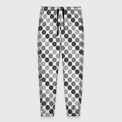 Брюки на резинке мужские Черный и серый горох на белом фоне, цвет: 3D-принт