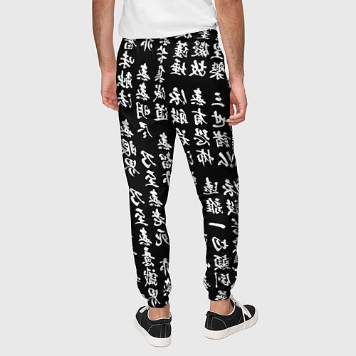 Мужские брюки Иероглифы паттерн на черном фоне / 3D-принт – фото 4