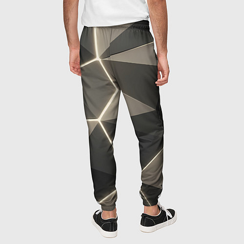 Мужские брюки Серая объемная текстура с гранями / 3D-принт – фото 4