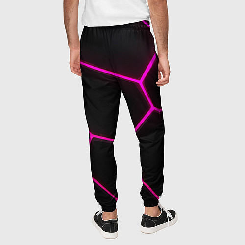 Мужские брюки Черные соты текстура / 3D-принт – фото 4