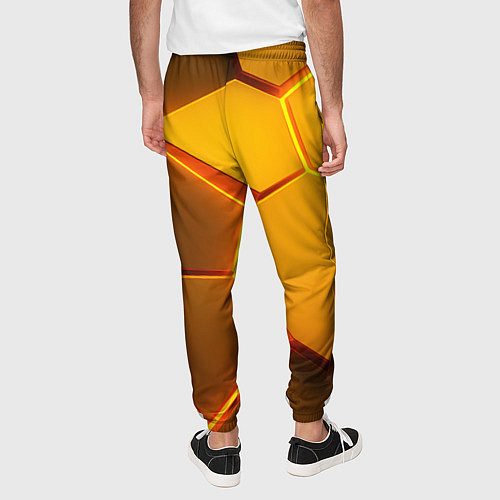Мужские брюки Желтые неоновые соты - текстура / 3D-принт – фото 4