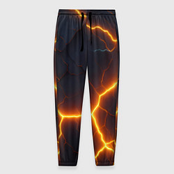 Брюки на резинке мужские Молнии и черные объемные плиты, цвет: 3D-принт