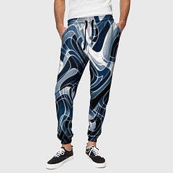 Брюки на резинке мужские Тёмно-синий искажённая абстракция, цвет: 3D-принт — фото 2