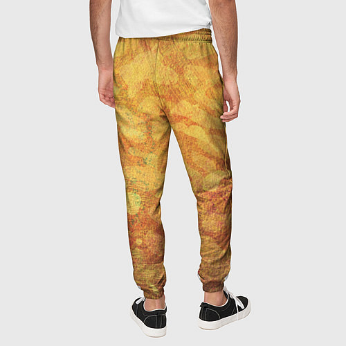 Мужские брюки Абстракция - orange camouflage / 3D-принт – фото 4