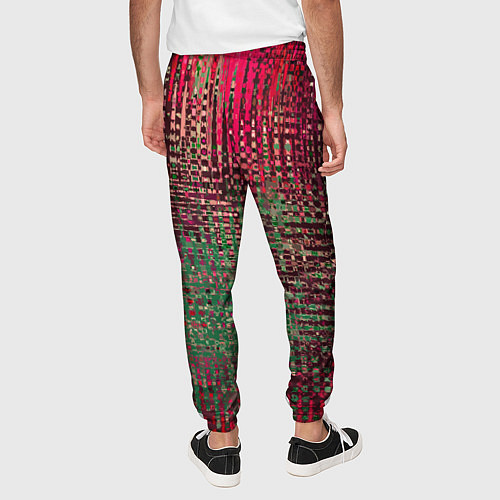 Мужские брюки Текстурный тёмный красно-зелёный / 3D-принт – фото 4