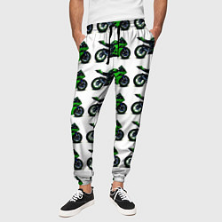 Брюки на резинке мужские Motorbike green, цвет: 3D-принт — фото 2
