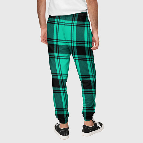 Мужские брюки Checkered turquoise / 3D-принт – фото 4