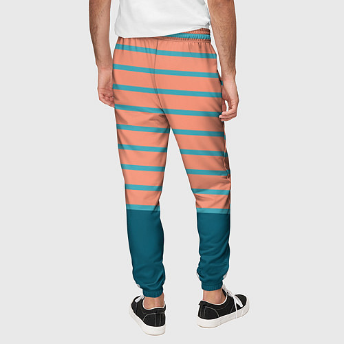 Мужские брюки Полосатый мандариновый морской рассвет / 3D-принт – фото 4