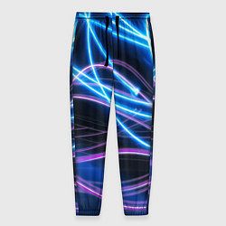Брюки на резинке мужские Неоновая абстракция на темном, цвет: 3D-принт