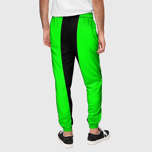 Мужские брюки Color green black line / 3D-принт – фото 4