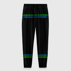 Брюки на резинке мужские Neon green light blue, цвет: 3D-принт