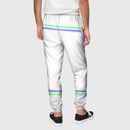 Мужские брюки Neon white green light blue / 3D-принт – фото 4