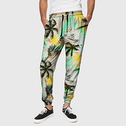 Брюки на резинке мужские Palm black yellow white, цвет: 3D-принт — фото 2