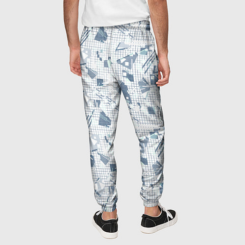 Мужские брюки Мемфис синий с серым клетчатый геометрический узор / 3D-принт – фото 4