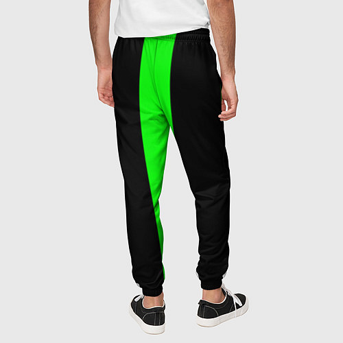 Мужские брюки Color green black lines / 3D-принт – фото 4