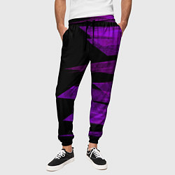 Брюки на резинке мужские Color purple black stripes, цвет: 3D-принт — фото 2