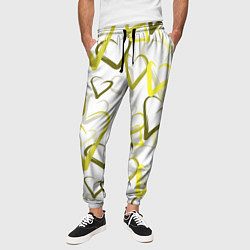Брюки на резинке мужские Зеленые сердца, цвет: 3D-принт — фото 2