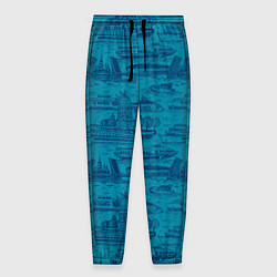 Мужские брюки Корюшка пошла по Неве на синем фоне