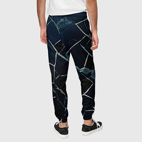 Мужские брюки Тёмный чёрно-синий битые плиты / 3D-принт – фото 4
