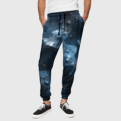 Брюки на резинке мужские Синий камуфляж с каплями, цвет: 3D-принт — фото 2