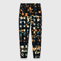 Мужские брюки Тёмный синий с оранжевым кубики абстракция