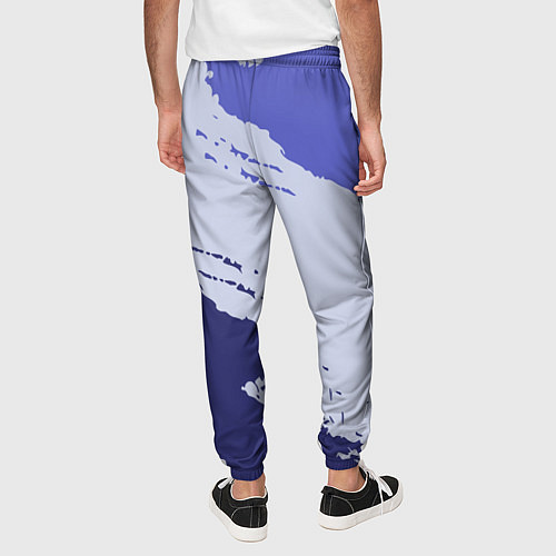 Мужские брюки Сине-голубые неравномерные полосы / 3D-принт – фото 4