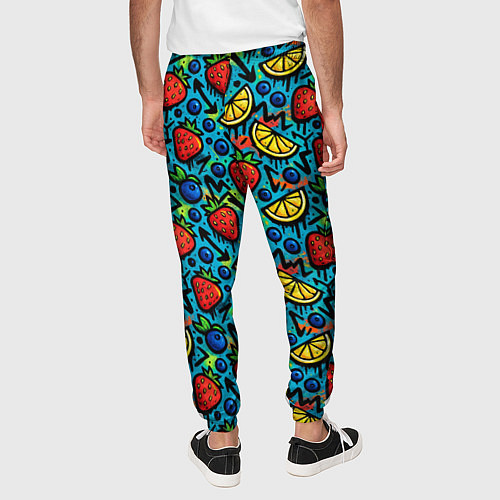 Мужские брюки Летний вайб - фрукты и ягоды паттерн / 3D-принт – фото 4