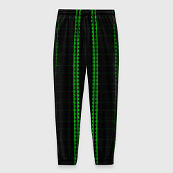 Брюки на резинке мужские Color black cage green stripes, цвет: 3D-принт