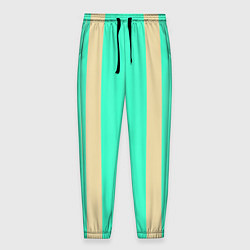Брюки на резинке мужские Color blue beige stripes, цвет: 3D-принт