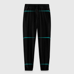 Брюки на резинке мужские Color black blue stripes, цвет: 3D-принт