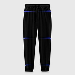 Брюки на резинке мужские Color black green purple stripes, цвет: 3D-принт
