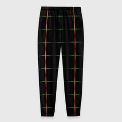 Брюки на резинке мужские Color black orange green crosses, цвет: 3D-принт