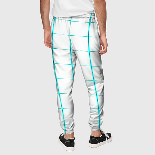 Мужские брюки Color white light blue crosses / 3D-принт – фото 4
