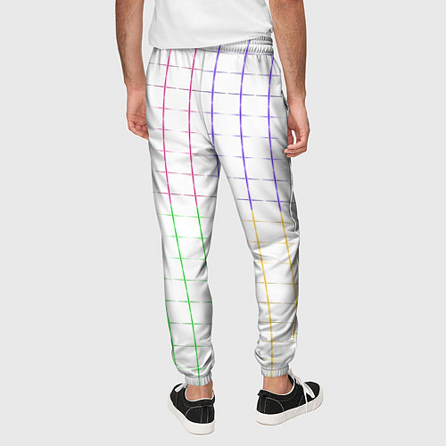 Мужские брюки Color white multicolored stripes / 3D-принт – фото 4