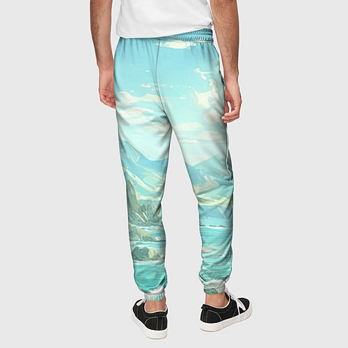 Мужские брюки Художественный берег со скалами / 3D-принт – фото 4