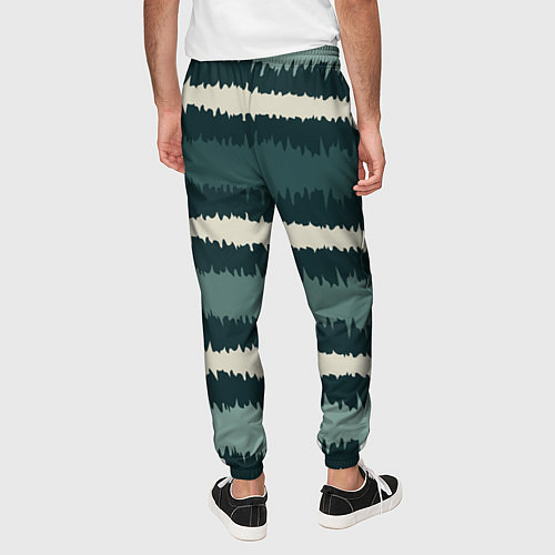Мужские брюки Полосы зигзагообразные зеленые / 3D-принт – фото 4