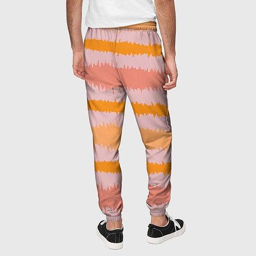 Мужские брюки Полосы зигзагообразные оранжево-розовые / 3D-принт – фото 4