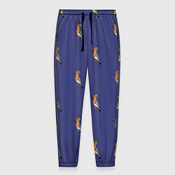 Брюки на резинке мужские Клевая птица удод на фиолетовом фоне, цвет: 3D-принт