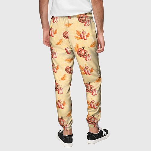 Мужские брюки Хеллоуин с тыквой и листьями / 3D-принт – фото 4