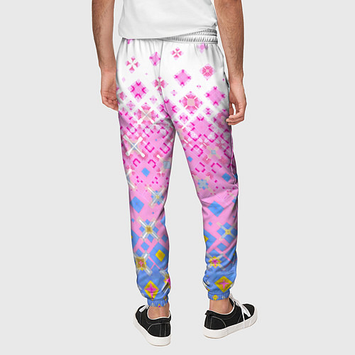 Мужские брюки Розово-голубой узор / 3D-принт – фото 4