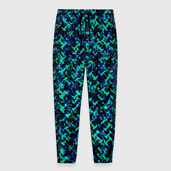 Брюки на резинке мужские Сине-зелёный абстрактный паттерн, цвет: 3D-принт