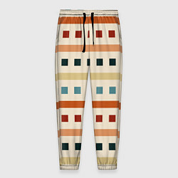 Брюки на резинке мужские Пиксели и полосы орнамент осенний рябиновый, цвет: 3D-принт
