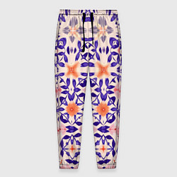 Брюки на резинке мужские Цветочная метаморфоза фиолетово-розовая, цвет: 3D-принт
