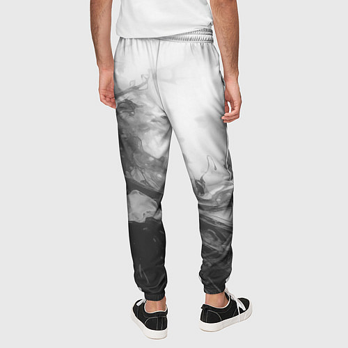 Мужские брюки Серые морские волны абстракция / 3D-принт – фото 4