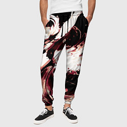 Брюки на резинке мужские Чёрно-красный абстракция волна, цвет: 3D-принт — фото 2