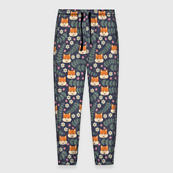 Брюки на резинке мужские Лесной паттерн с лисьими мордами, цвет: 3D-принт