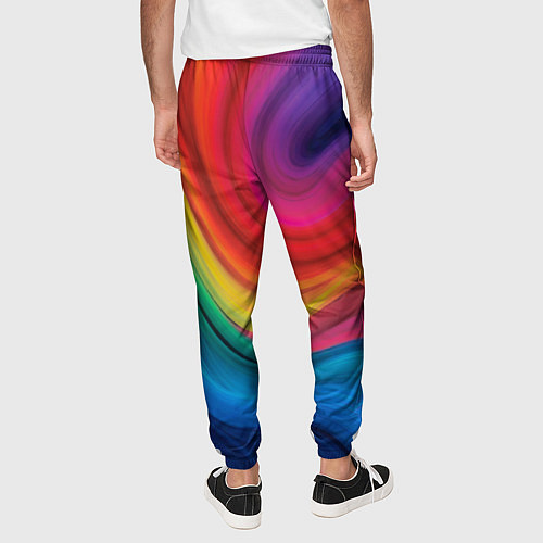Мужские брюки Смесь ярких красок волнистыми линиями / 3D-принт – фото 4